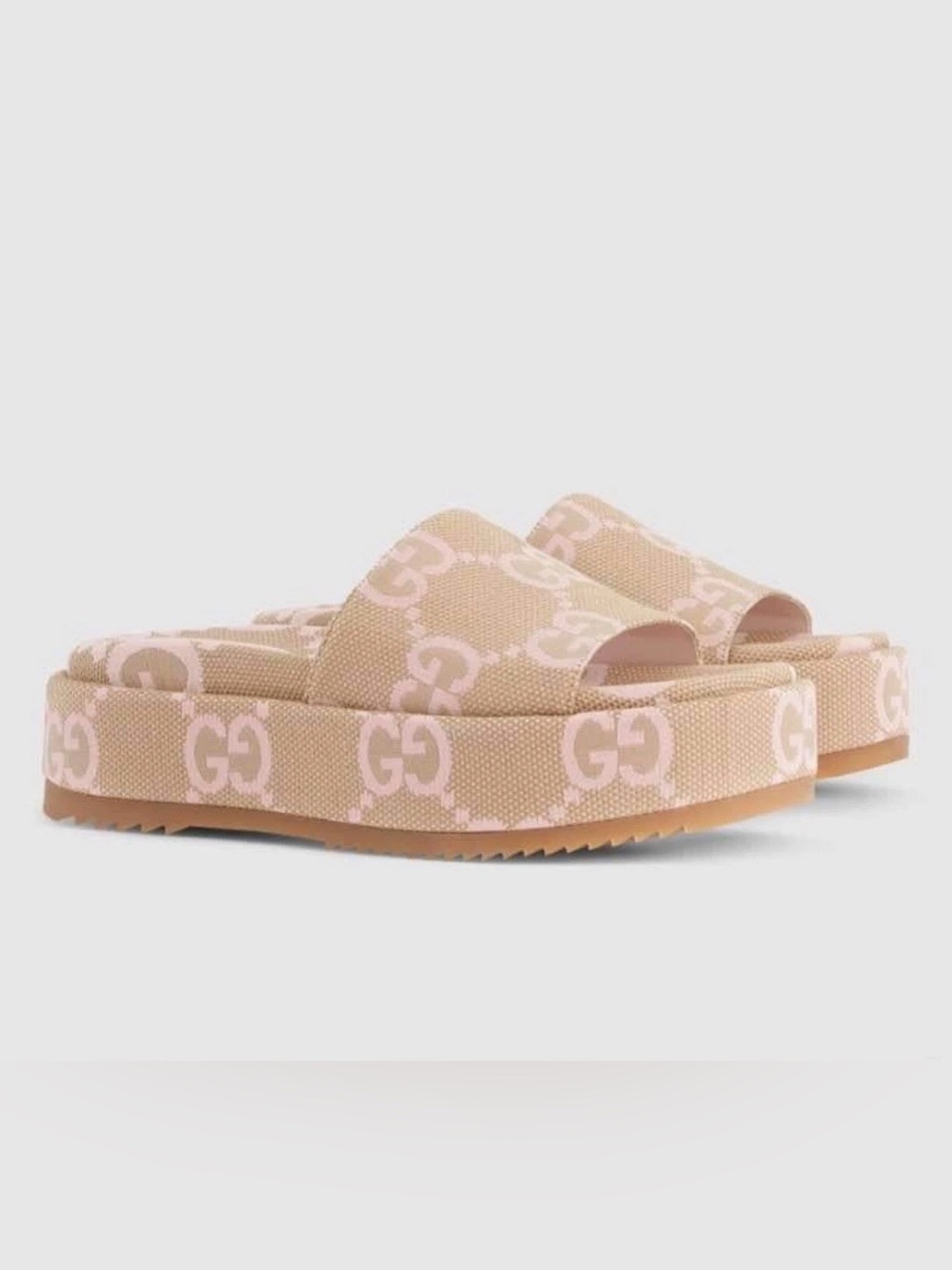 Gucci Jumbo Monogram Canvas Platform Sandals